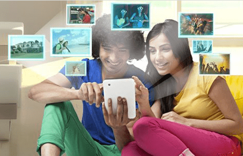 Girl and boy watching Shows on Tab